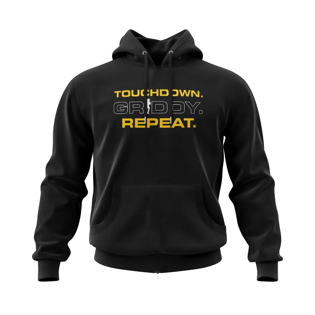 Griddy Touchdown Griddy Repeat Gold & White Hoodie - Mystery Hype