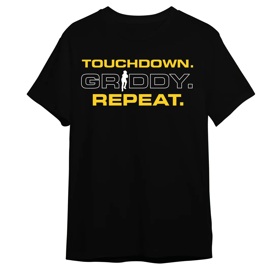 Griddy Touchdown Griddy & White Repeat Gold T-Shirt - Mystery Hype