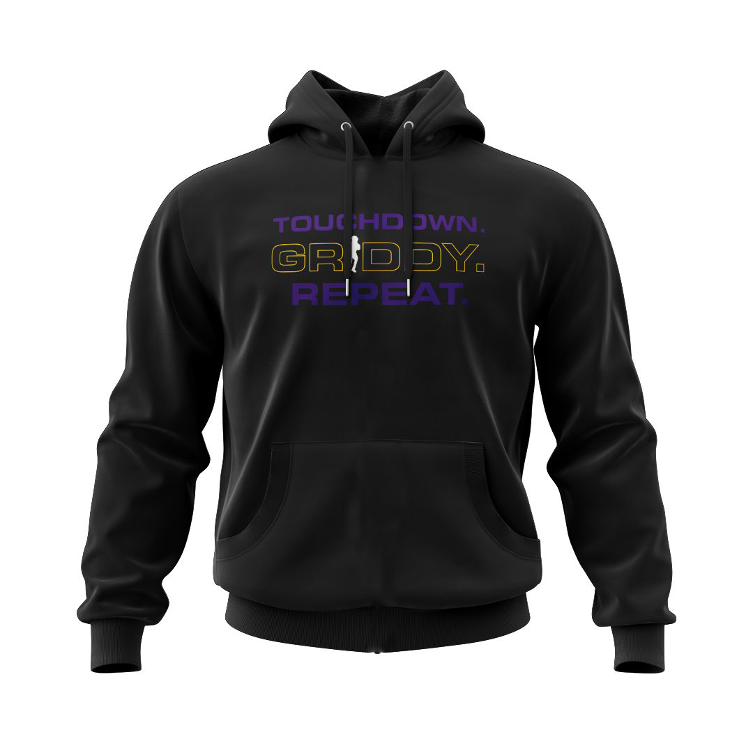 Griddy Touchdown Griddy Repeat Purple & Gold Men Hoodie