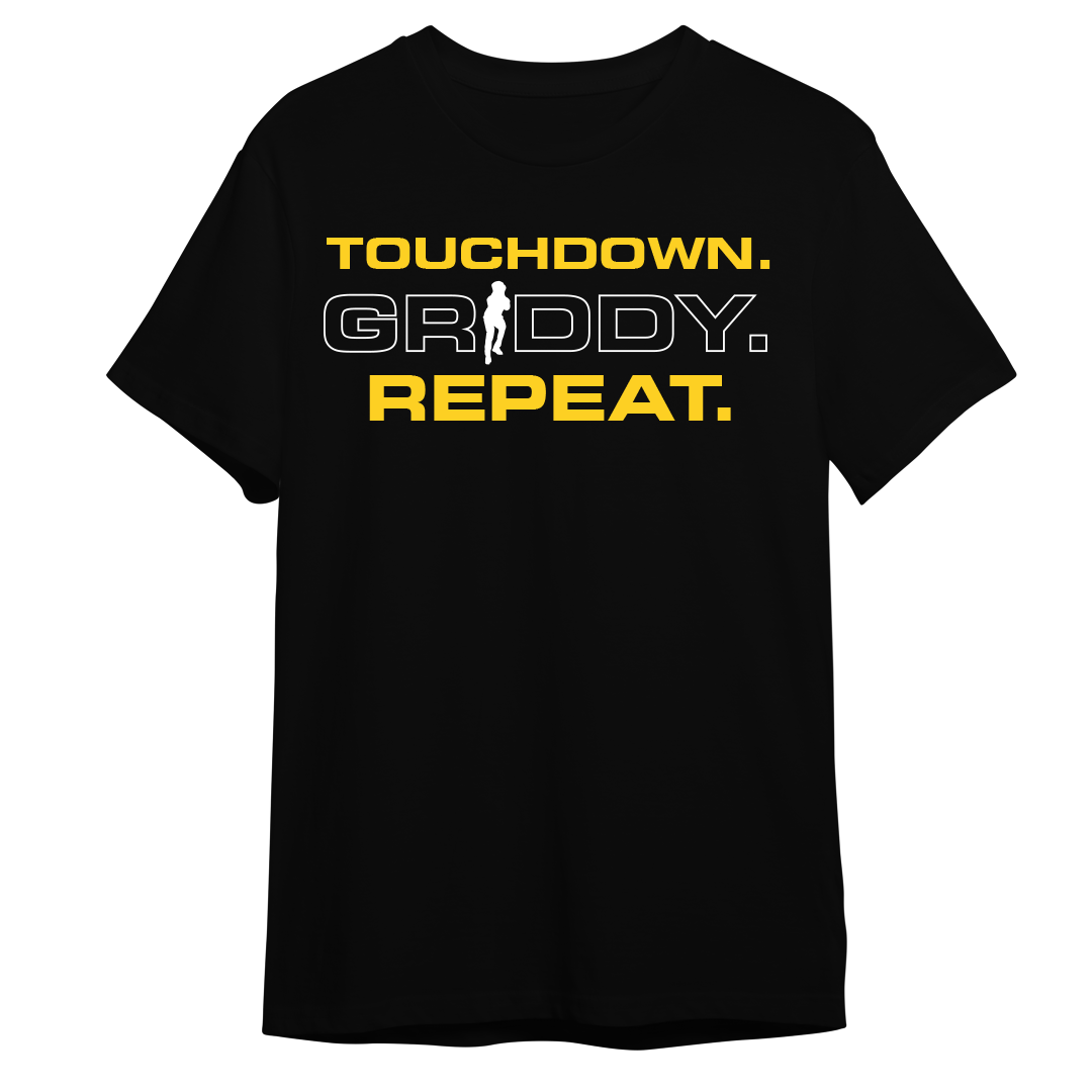 Griddy TOUCHDOWN GRIDDY REPEAT GOLD & WHITE MEN SHIRT
